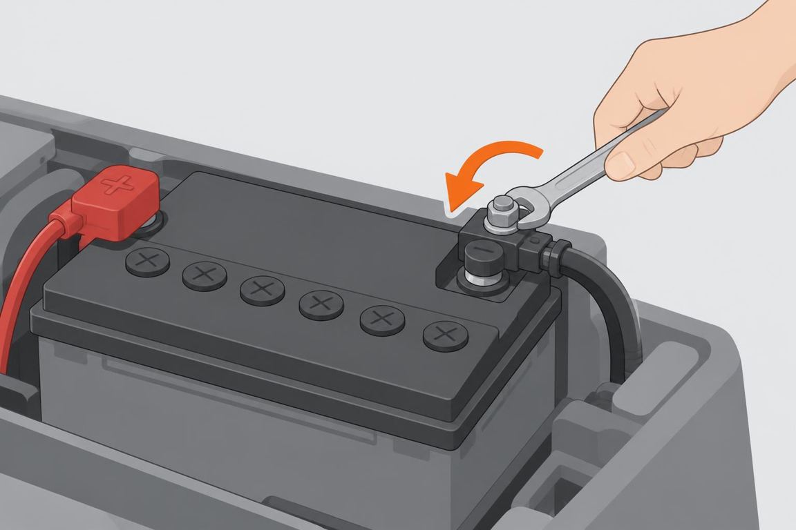 Disconnect the negative (–) cable first