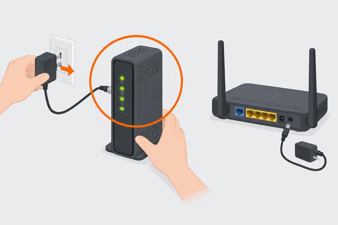 Wait, then modem first